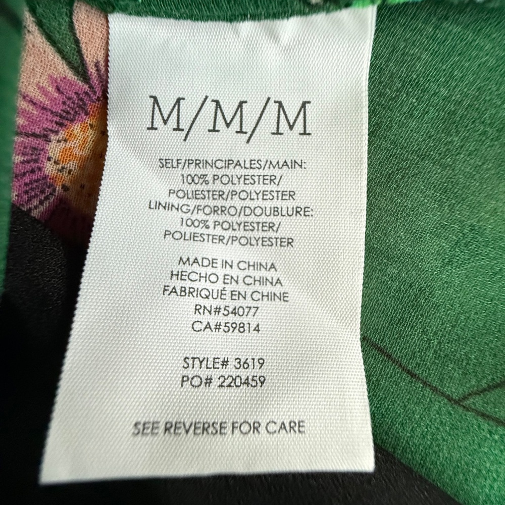 CAbi Floral Sleeveless Blouse Green Pink Black White Lined Cami Style 3619 Sz M - Picture 11 of 12